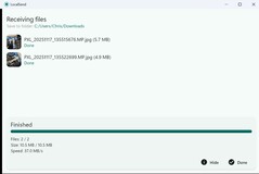 Envoi des photos - tout est fait