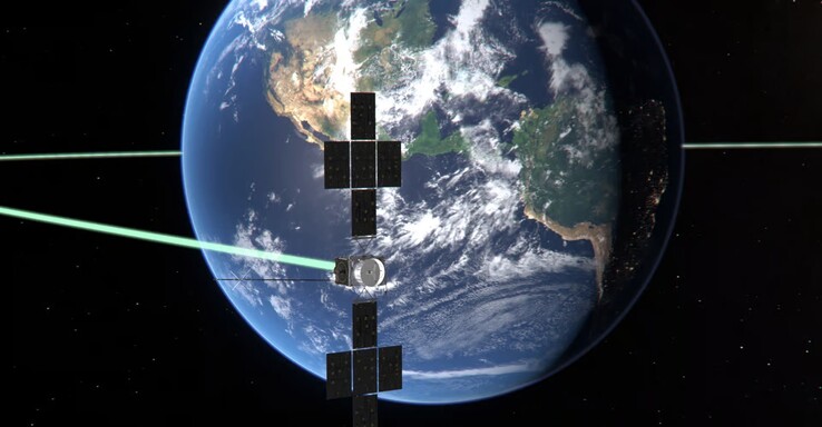 Illustration d'artiste montrant la sonde Juice en orbite autour de la Terre. (Source de l'image : ESA)