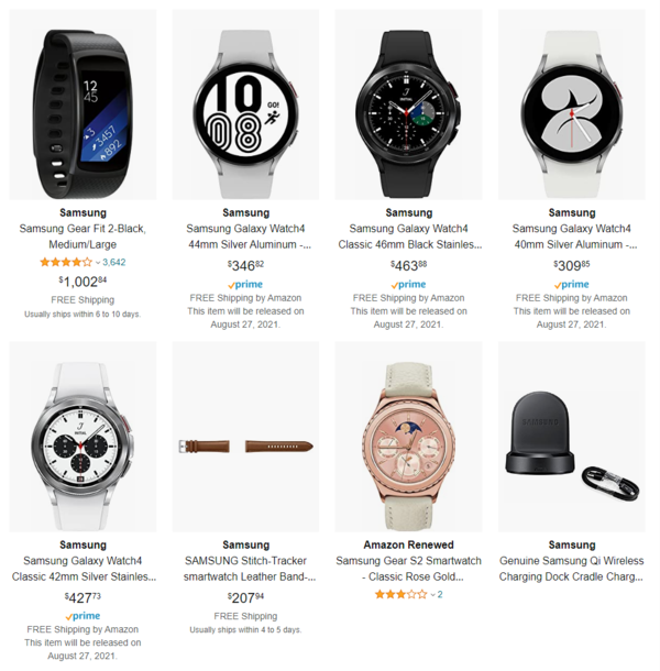 Amazon Canada a listé quatre Galaxy Watch 4 smartwatches. (Image source : Amazon Canada)