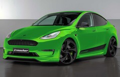 L'avant de la Tesla Model Y modifiée présente un design beaucoup plus agressif (Image : Irmscher)