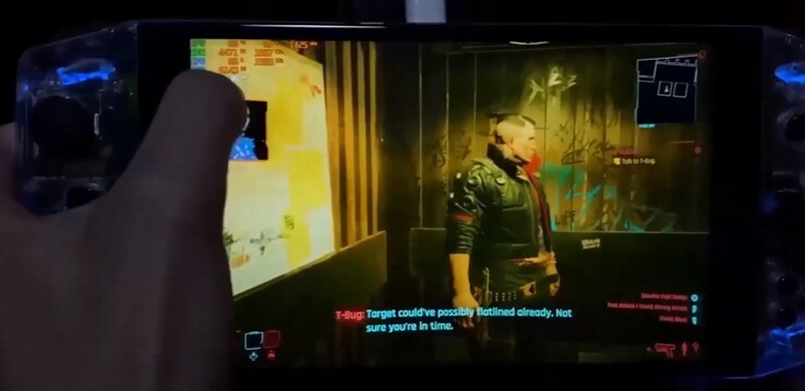 Cyberpunk 2077 sur un ordinateur de poche. (Source de l'image : AYA NEO)