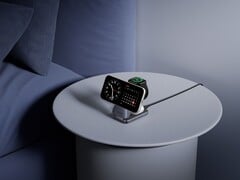 La nouvelle station de recharge sans fil Prime d'Anker (sur laquelle on voit un téléphone, une montre et ce qui semble être des écouteurs TWS) sera lancée aux États-Unis en février 2026. (Source de l'image : Anker)