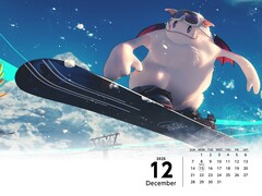 Fond d&#039;écran du calendrier de Final Fantasy 7 montrant du snowboard (Image source : Square Enix with edits)