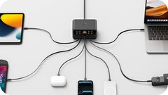 Sept appareils peuvent être alimentés simultanément via l'USB-C ou l'USB-A avec un maximum total de 350 watts.