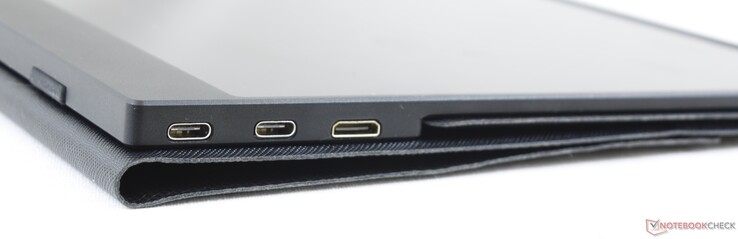 Côté droit : 2 USB C avec DisplayPort et charge, Mini-HDMI.