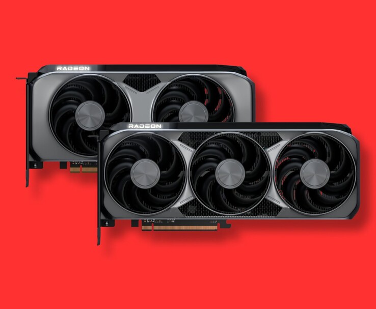 Deux cartes graphiques AMD Radeon dotées d'un triple ventilateur (Source : AMD)