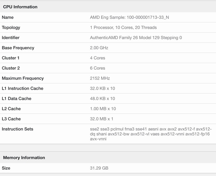 Plus de détails sur la fiche Geekbench 6.