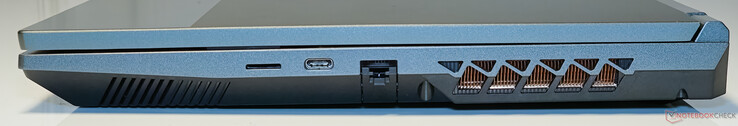 À droite : lecteur de carte microSD, Thunderbolt 4 (Power delivery-out), Gigabit LAN