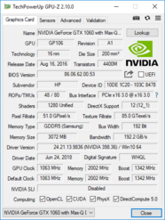 HP Pavilion Gaming 15t - GPU-Z.