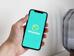 Main tenant un smartphone avec l’application WhatsApp ouverte