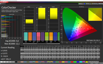 Sony Xperia 10 - CalMAN : ColorChecker - Espace colorimétrique cible : sRVB, balance des blancs personnalisée.