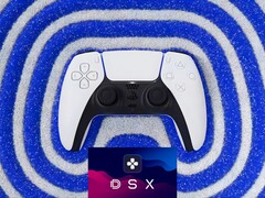 Retour haptique de la manette DualSense PS5 avec le logo DSX (Source de l'image : Sony PlayStation, Steam avec modifications)