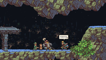 Une image montrant plusieurs personnages dans Owlboy.
