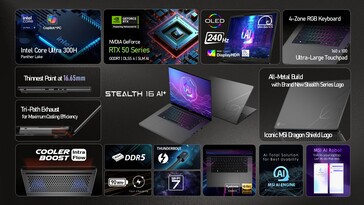 MSI Stealth 16 AI+ : Aperçu des caractéristiques. (Source de l'image : MSI)