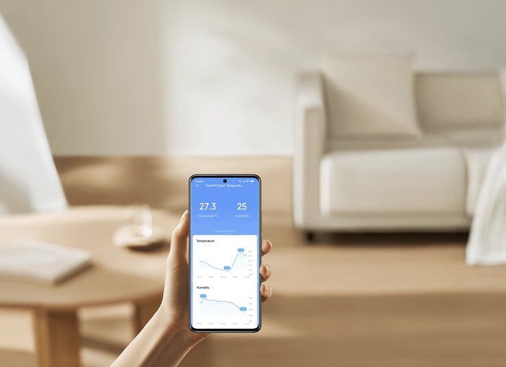 Le Xiaomi Smart Temperature and Humidity Monitor 3 Mini peut être contrôlé via l'application de la marque. (Source de l'image : Xiaomi)