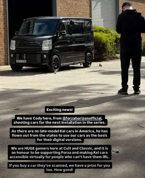 Un post Instagram supprimé de Cult and Classic avec une possible voiture JDM pour Forza Horizon 6 (Image source : AR12Gaming YouTube)