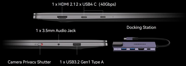 Les ports externes du GeekBook X14 Pro de Geekom (Source : Geekom)
