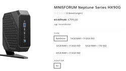 Configurations du Minisforum HX90G (Source : Minisforum)