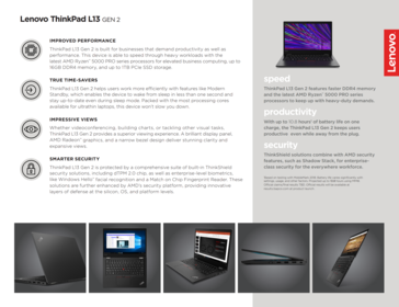 Caractéristiques techniques ThinkPad L13 G2 AMD