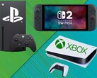 Les consoles Xbox, PS5 et Switch 2 sont représentées avec des logos (Source d'image : Xbox Gaming, Sony PlayStation, Nintendo of America avec modifications)