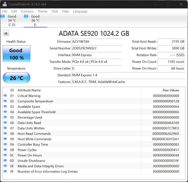 L'ADATA SE920 prend en charge la norme PCIe 4.0 x4