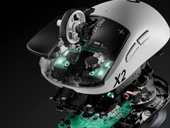 Vue éclatée de la souris Logitech G Pro X2 Superstrike d'origine.