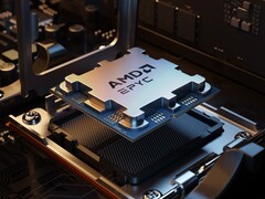 Un processeur de serveur AMD Epyc installé dans son socle.