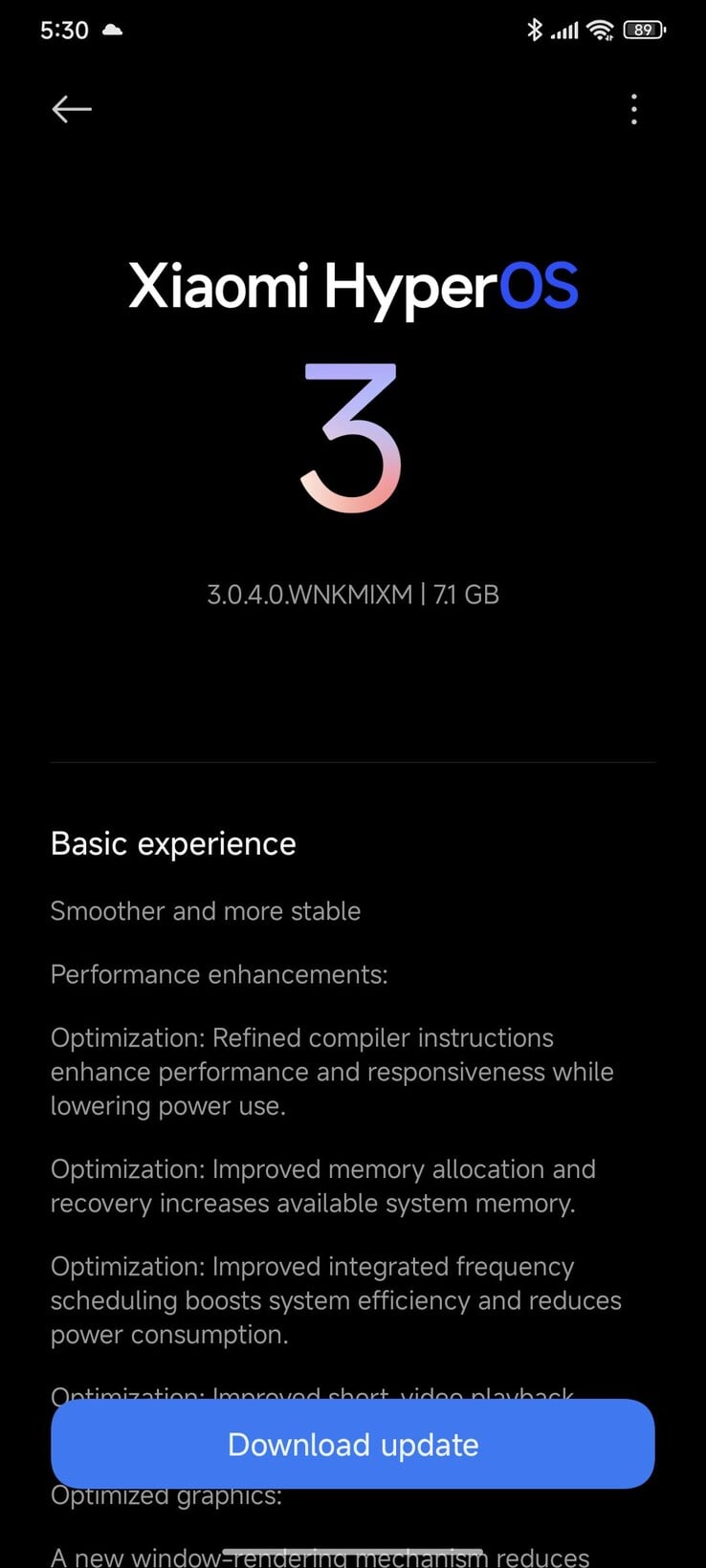 HyperOS 3 OTA sur Poco F6 Pro (Source de l'image : u/waelabdrabbo via Reddit)
