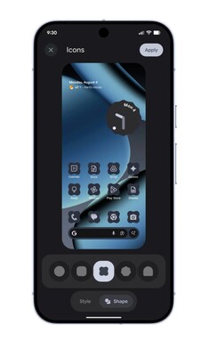 La forme des icônes des applications peut être modifiée