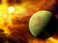 Illustration d'artiste montrant une exoplanète avec deux étoiles. (Source de l'image : Terranaut - Pixabay)