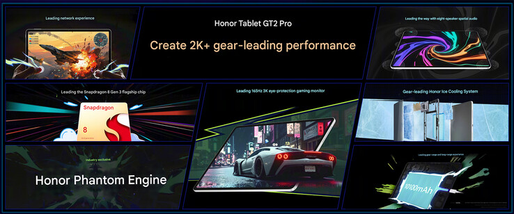 Principales caractéristiques du Pad GT 2 Pro (Image source : Honor - machine translated)