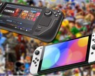 Le Steam Deck et la Switch OLED ont tous deux accès à des bibliothèques de jeux massives. (Image source : Valve/Nintendo/USgamer - édité)