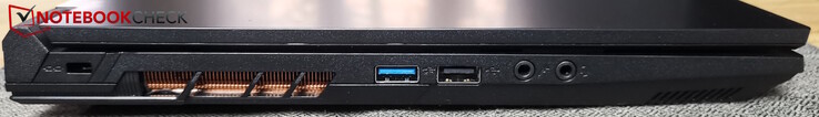 À gauche : Kensington, USB-A 3.0, USB-A 2.0, microphone, casque d'écoute