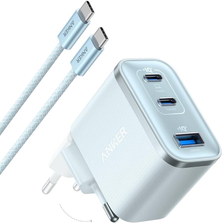 Le nouveau chargeur bleu Anker Nano (70W, 3 ports). (Source de l'image : Anker)