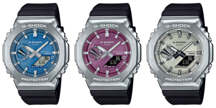De gauche à droite : les Casio GBM-2100A-2B, GBM-2100A-4B et GBM-2100A-8B. (Source de l'image : Casio)