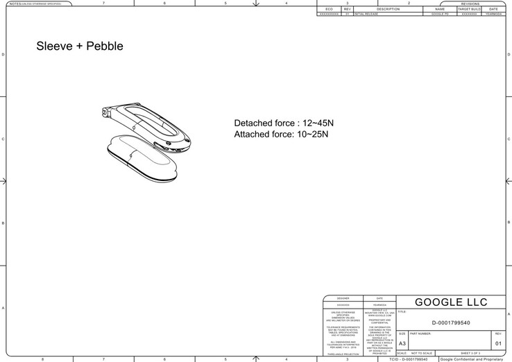 Conception CAO 2D de Google Fitbit Air.