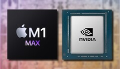 Le Apple M1 Max peut facilement tenir tête au GPU Nvidia GeForce RTX 3080 Laptop dans les benchmarks synthétiques. (Image source : Apple/Nvidia - édité)