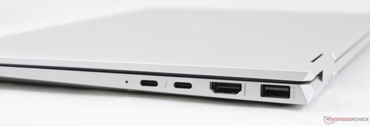 A droite : 2x USB 3.1 Type-C avec Thunderbolt 3, HDMI 1.4b, USB 3.1 Type-A