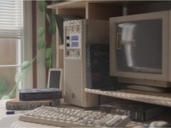 Maingear Retro98 PC gaming pré-construit montré sur le bureau (Image source : Maingear PR avec modifications)