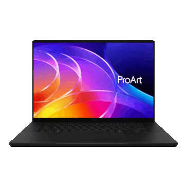 Asus ProArt P16 vu de face avec son écran et son clavier visibles