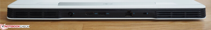 A l'arrière : entrée secteur, HDMI, USB A, RJ45-LAN, verrou de sécurité Noble.