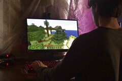 L'image montre une personne jouant à Minecraft sur un PC