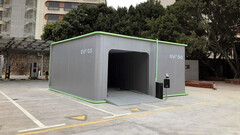 L&#039;une des premières stations d&#039;échange de batteries EVOGO (image : Li Zijian/FAP)