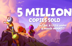 En photo, le graphique partagé par le compte X d&#039;Aggro Crab pour fêter les 5 millions d&#039;exemplaires vendus. (Source de l&#039;image : @Aggro Crab sur X/Twitter)
