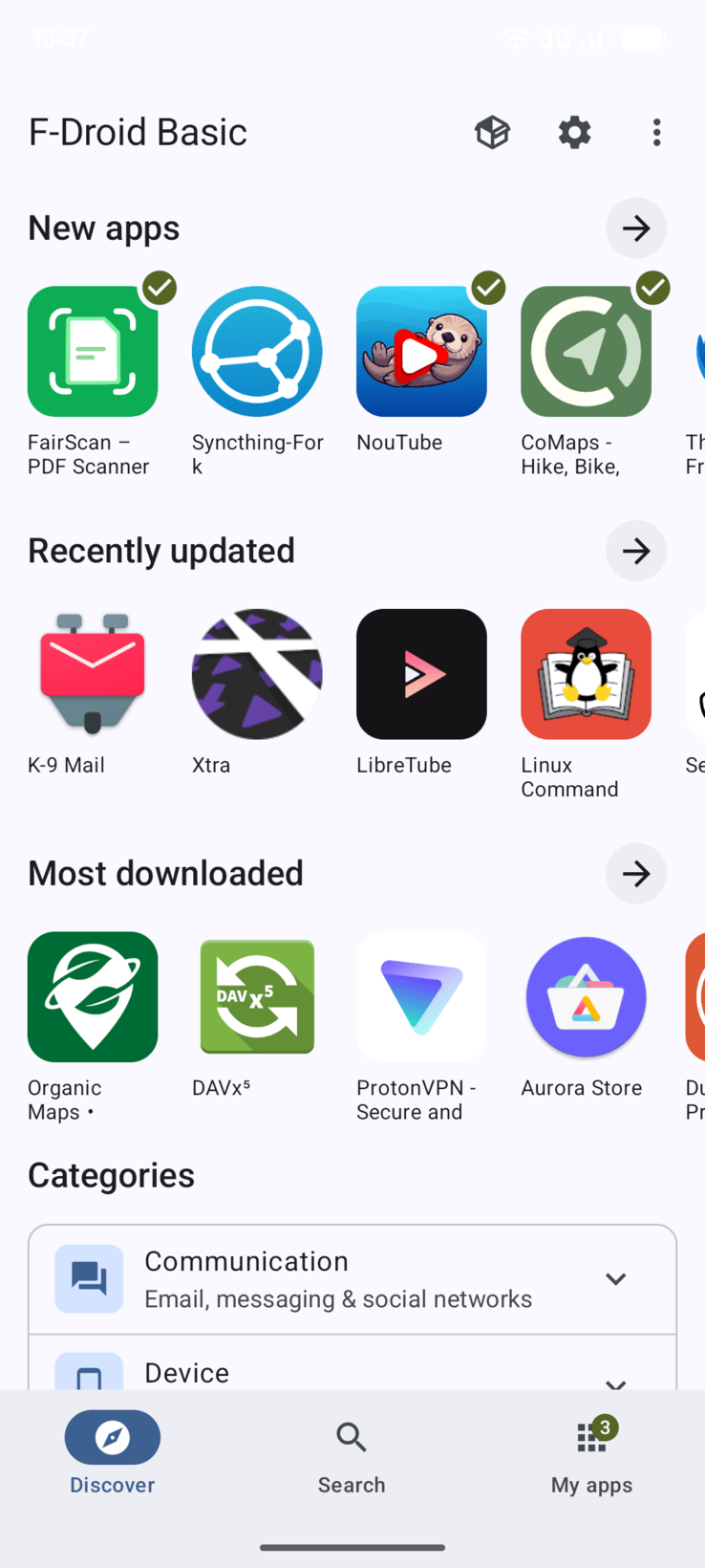 Nouvelle interface de l'application F-droid