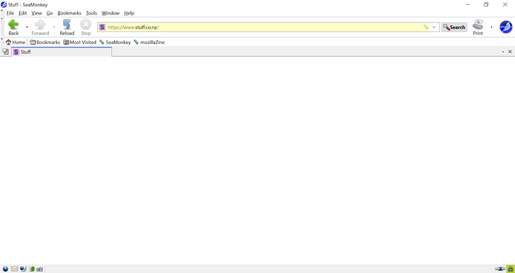 Version 2.53.22 : Stuff.co.nz ne se charge pas du tout, contrairement à la version 2.53.21 basée sur Firefox 128 (Image source : Screenshot - Notebookcheck)
