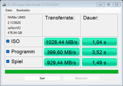 AS SSD - Benchmark de copie