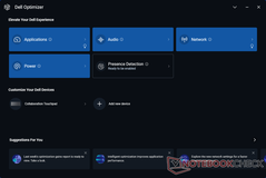 Écran d'accueil de Dell Optimizer