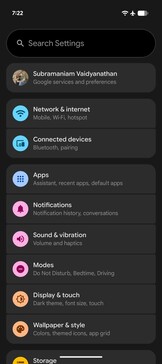 Page des paramètres