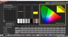 CalMAN ColorChecker (profil : P3, espace colorimétrique cible : P3)